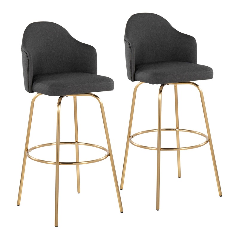 Ahoy Bar Stool - Set of 2 Gray By LumiSource - B30-AHOYUP CLAIREG2 AUCHAR2