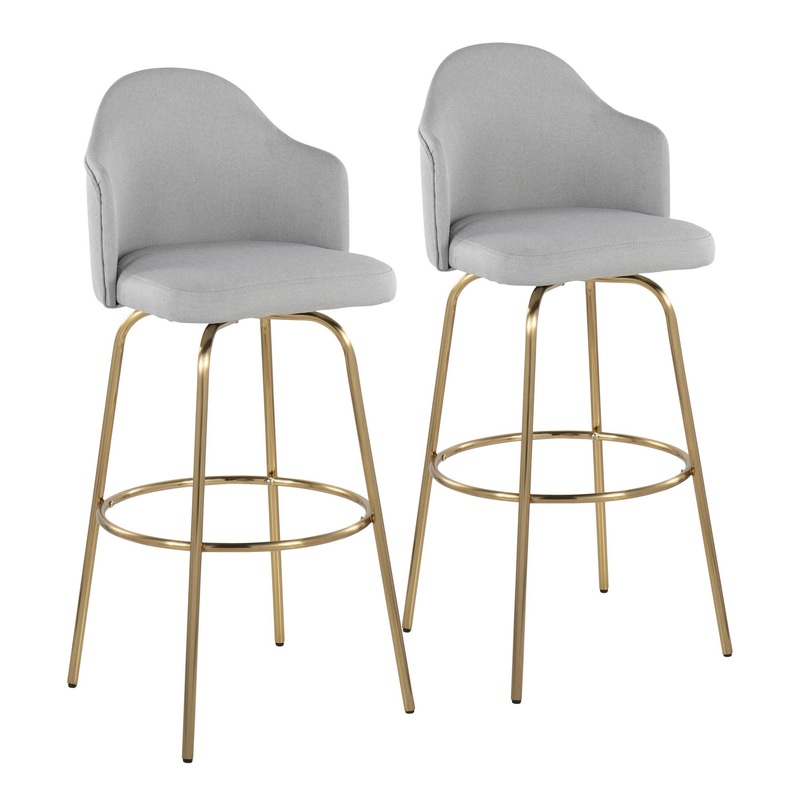 Ahoy Bar Stool - Set of 2 Gray By LumiSource - B30-AHOYUP CLAIREG2 AULGY2