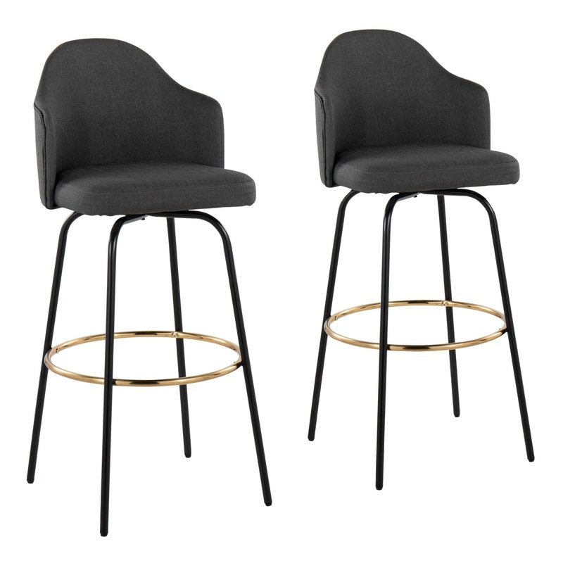 Ahoy Bar Stool - Set of 2 Gray By LumiSource - B30-AHOYUP CLAIREG2 BKCHAR2