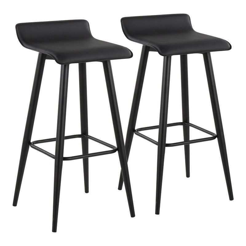 Ale Fixed-Height Bar Stool - Set of 2 Black By LumiSource