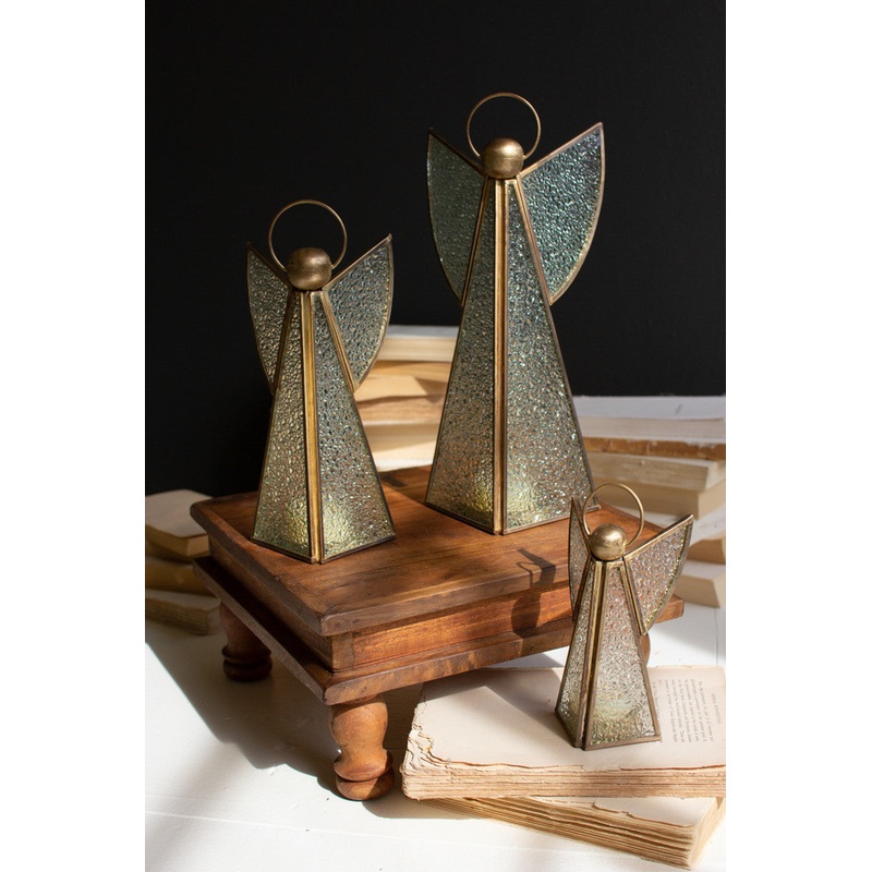Antique Brass And Glass Christmas Angels Set Of 3 By Kalalou