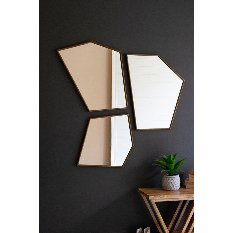 Antique Brass Framed Geometric Mirrors Set Of 3 By Kalalou