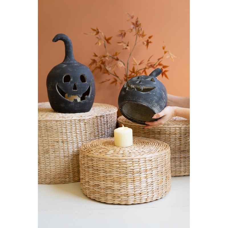 Black Clay Jack-O-Lanterns Set Of 2 By Kalalou