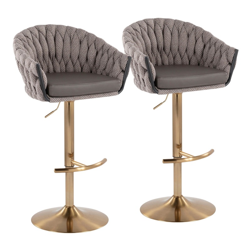 Braided Matisse Adjustable Bar Stool - Set of 2 Gray By LumiSource - BS-BRDMAT-RT2 AUBKGY2