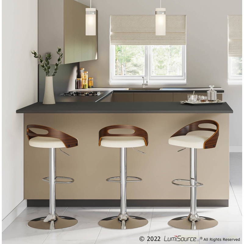 Cassis Adjustable Barstool - Set of 2 Cream By LumiSource