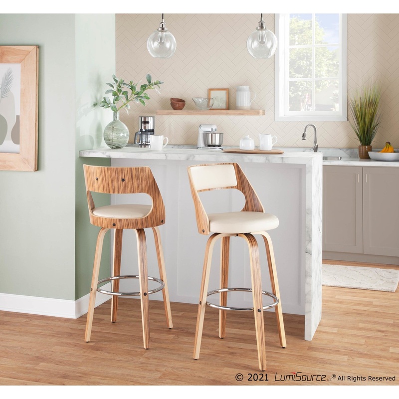 Cecina 30'' Fixed Height Barstool - Set of 2 Cream By LumiSource