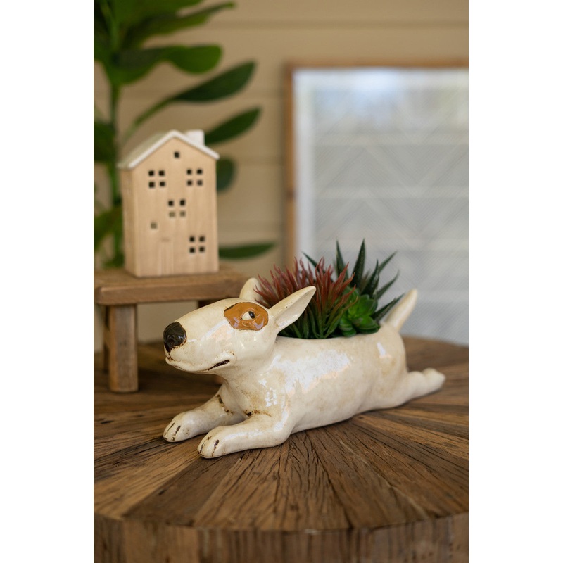 Ceramic Bull Terrier Planter By Kalalou