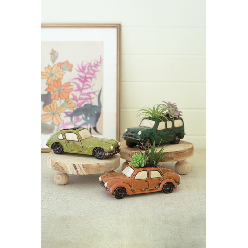 Ceramic Cars Planters Set Of 3 By Kalalou
