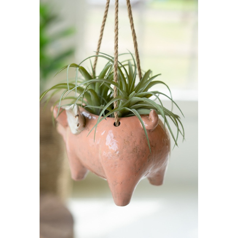 Ceramic Hanging Flying Pig Planter By Kalalou