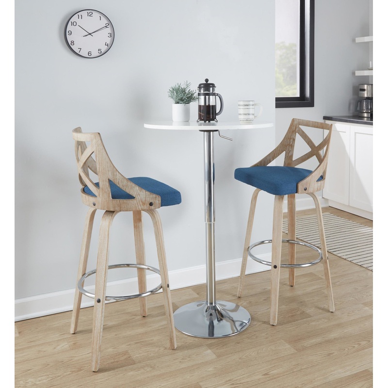 Charlotte 30" Fixed-Height Barstool - Set of 2 Blue By LumiSource