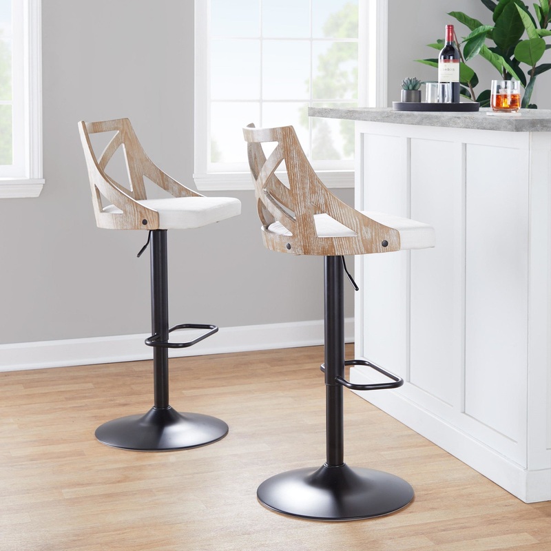 Charlotte Adjustable Height Barstool - Set of 2 Cream By LumiSource