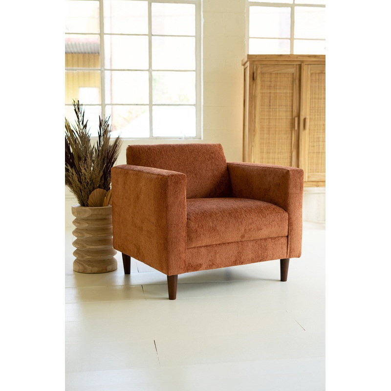 Chenille Boucle Club Chair-Rust By Kalalou
