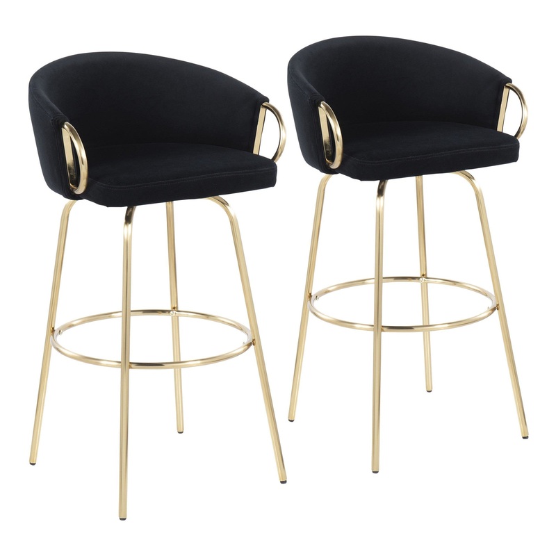 Claire 30" Fixed Height Barstool - Set of 2 Black By LumiSource