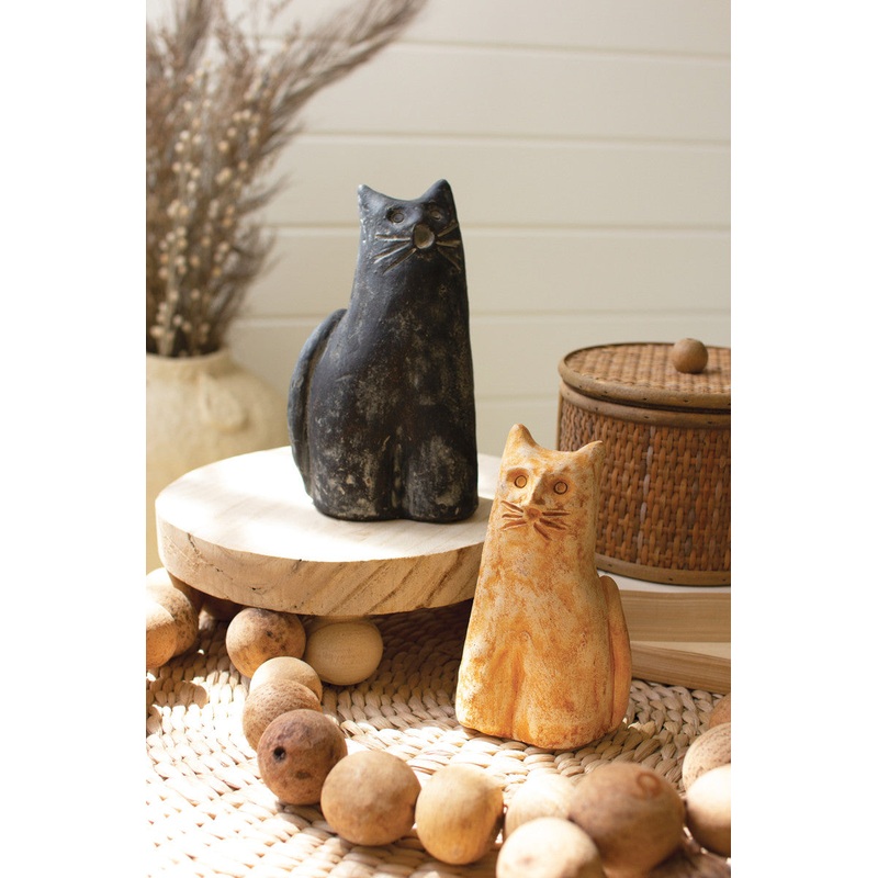 Clay Cats Set Of 2 By Kalalou