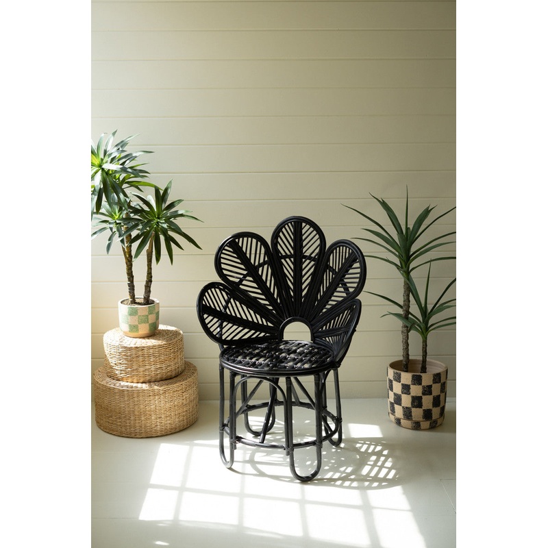 Flower Cane Chair - Black By Kalalou