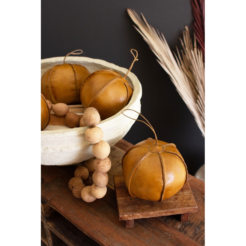 Leather Ball Christmas Ornament By Kalalou