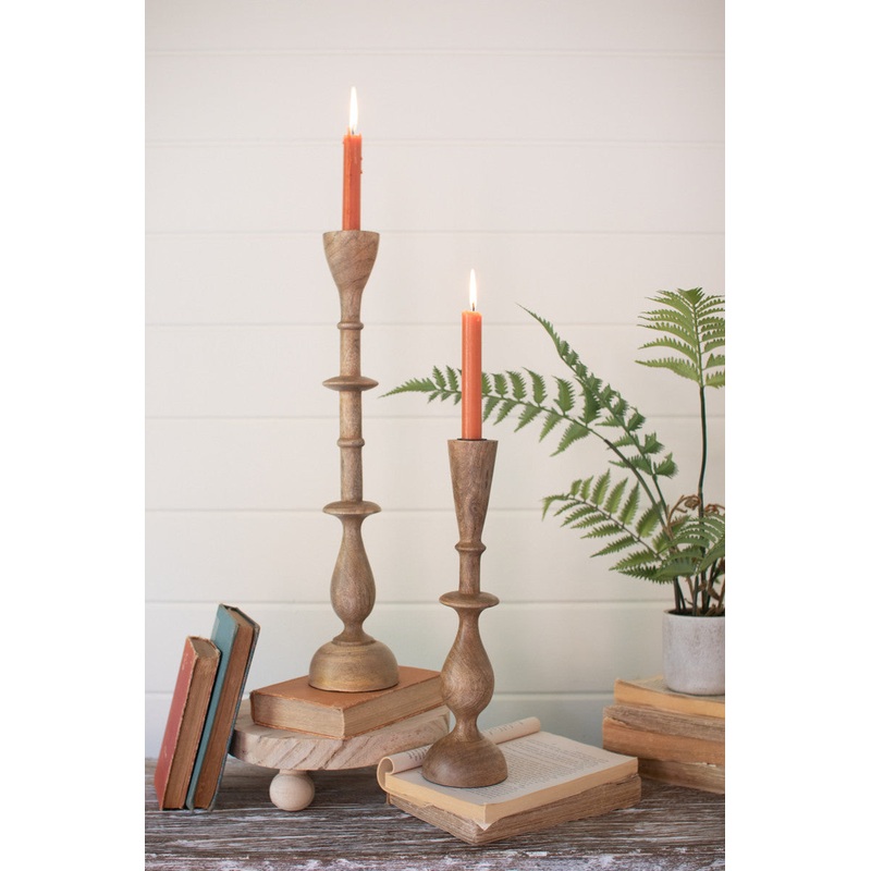 Mango Wood Candle Stands Set Of 2 By Kalalou