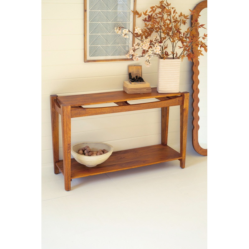 Mango Wood Console Table With Teak Finish By Kalalou