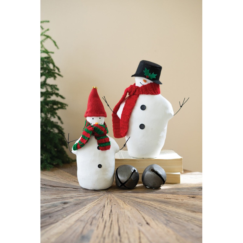 Painted Canvas Snowmen With Black And Red Hats Set Of 2 By Kalalou