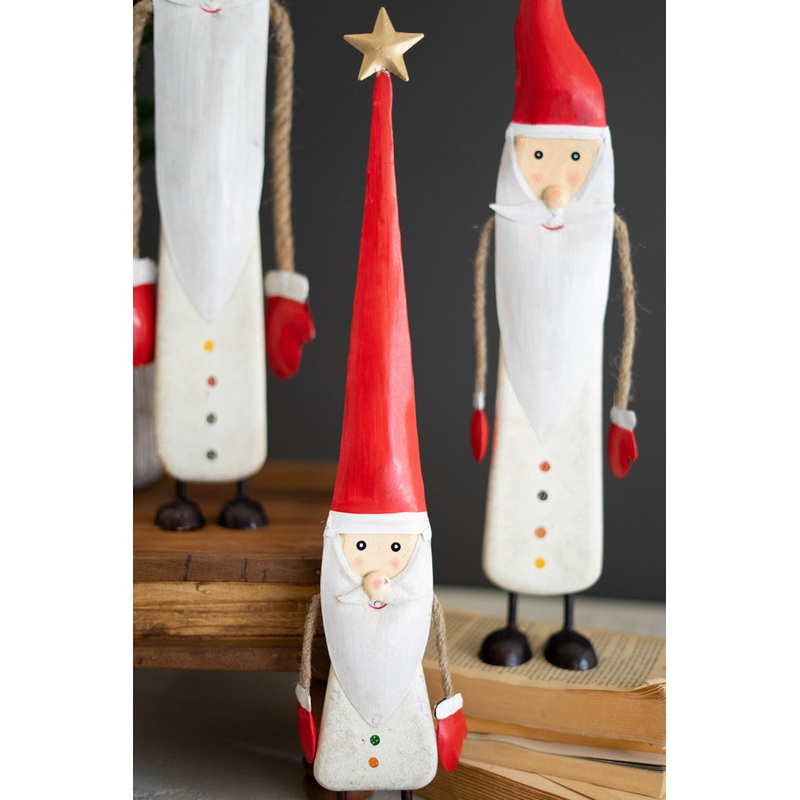 Painted Metal And Wood Santas Set Of 3 By Kalalou