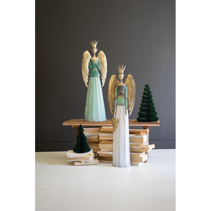 Painted Metal Christmas Angels Set Of 2 By Kalalou