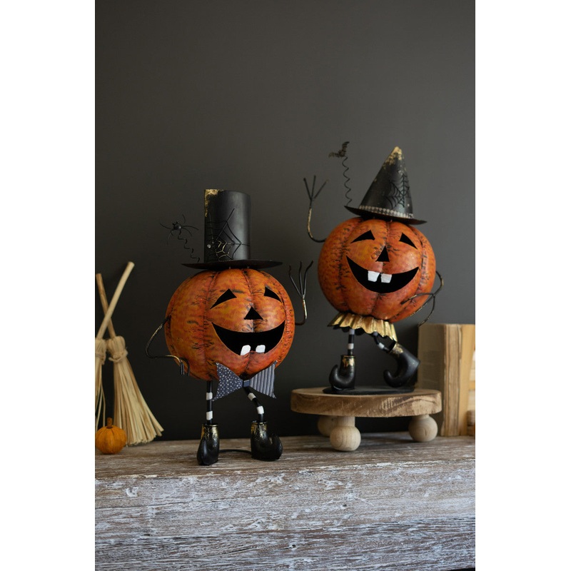 Painted Metal Dancing Jack-O-Lanterns Set Of 2 By Kalalou