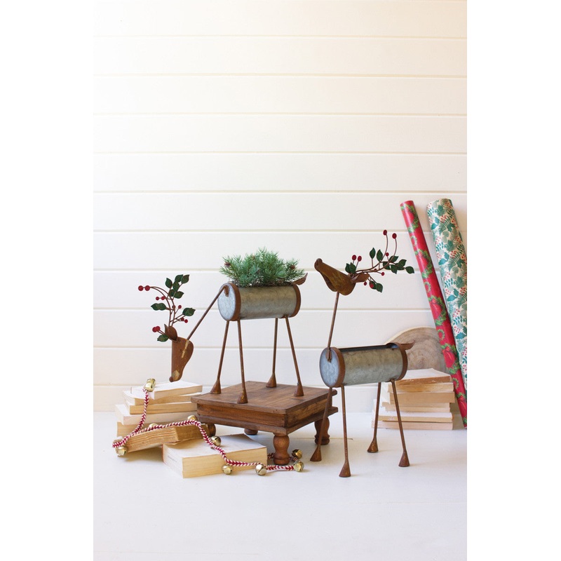 Painted Metal Reindeer Planters Set Of 2 By Kalalou