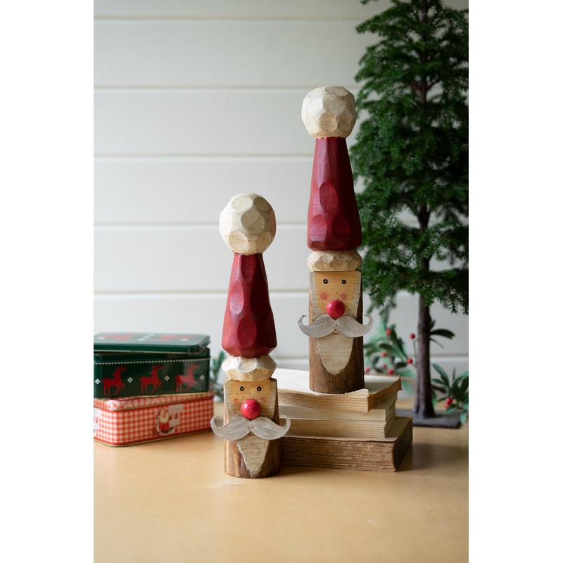 Painted Wood Santas #1 Set Of 2 By Kalalou