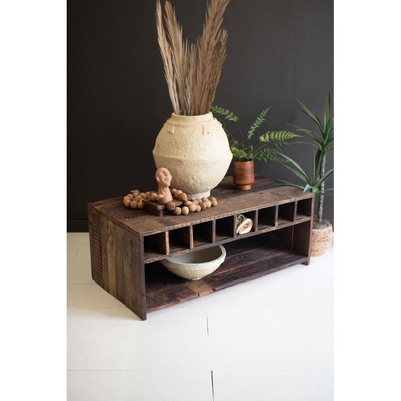 Recycled Wood Coffee Table With Eight Cubicles By Kalalou