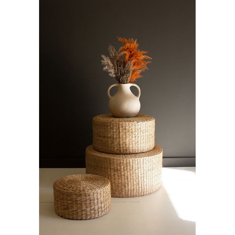 Round Natural Seagrass Stools Set Of 3 By Kalalou