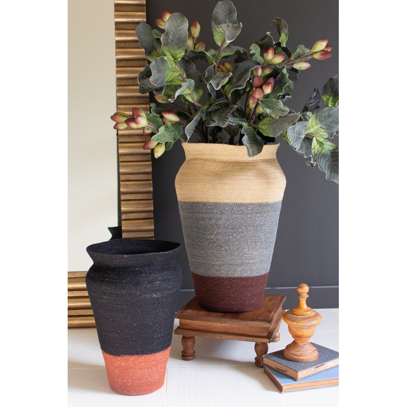 Seagrass Urns - Rustic Stripes Set Of 2 By Kalalou