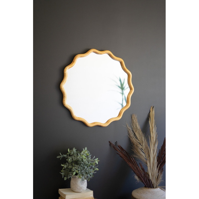 Squiggle Wood Circle Framed Mirror By Kalalou