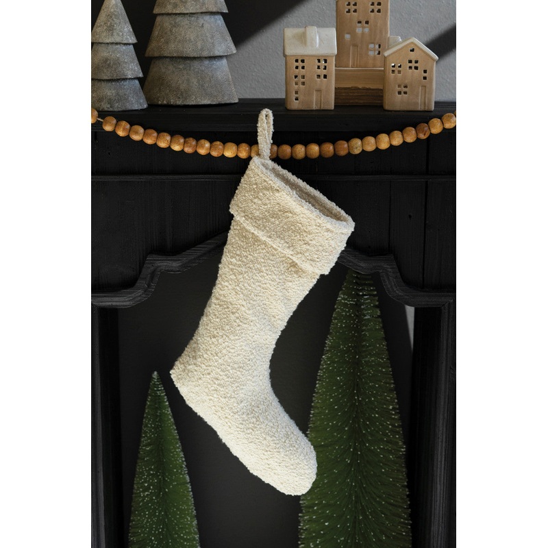 White Boucle Christmas Stocking By Kalalou