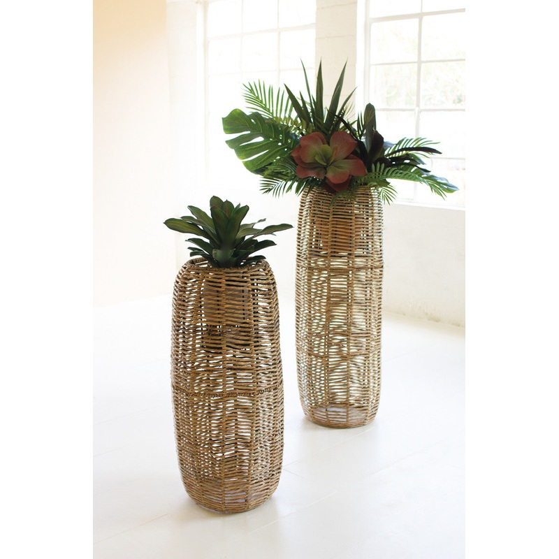 Woven Seagrass Barrel Planters Set Of 2 By Kalalou