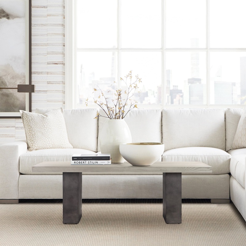 Abbey Concrete and Grey Oak Wood Coffee Table By Armen Living