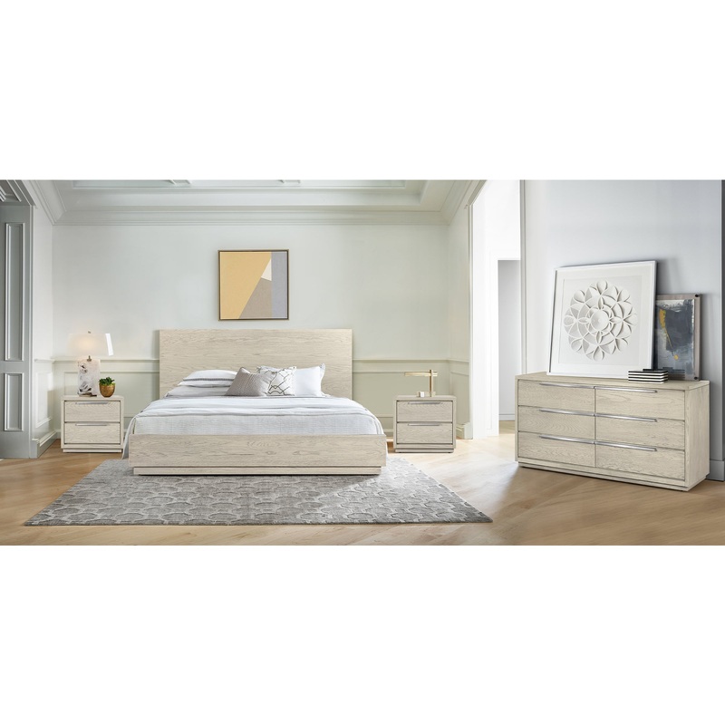 Abbey King Platform Bed Frame in Grey Oak Wood By Armen Living