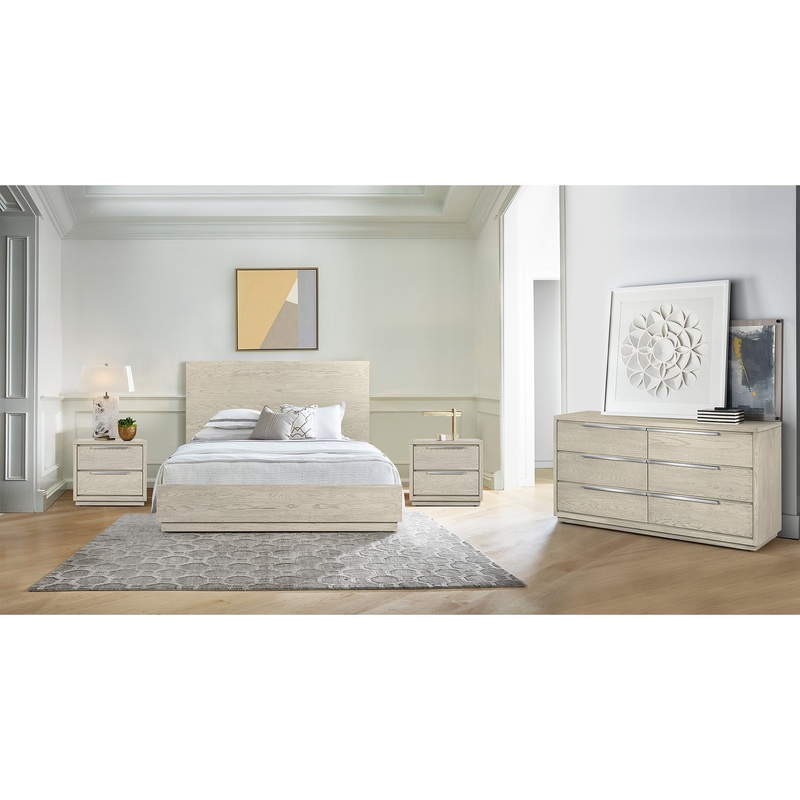 Abbey Queen Platform Bed Frame in Grey Oak Wood By Armen Living