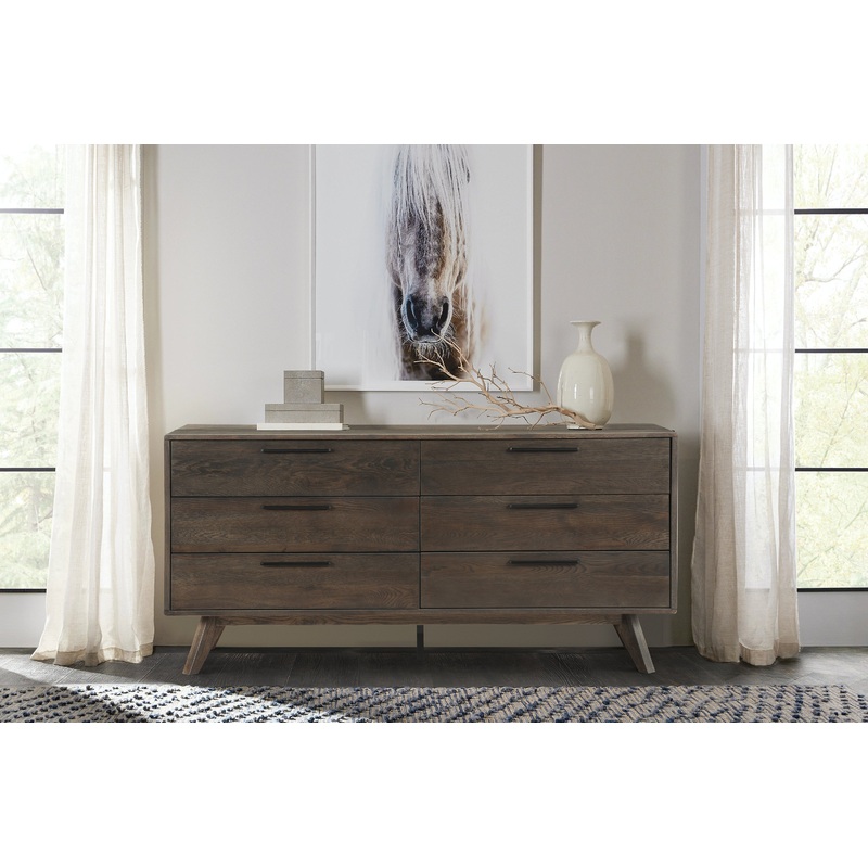 Astoria Oak Dresser for Bedroom with 6 Drawers By Armen Living