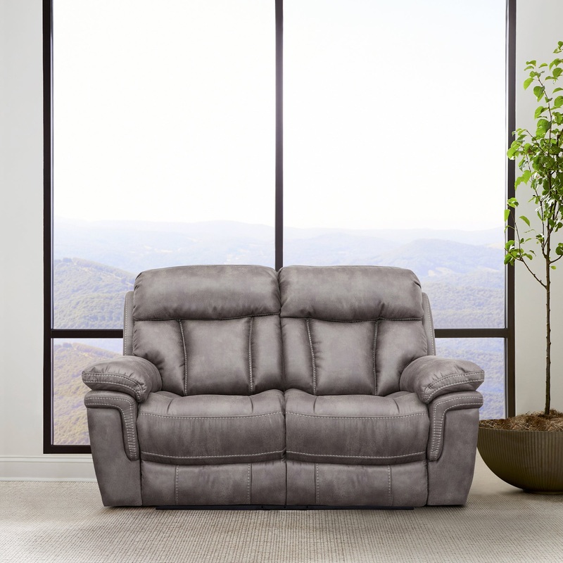 Estelle Power Loveseat in Gunmetal Fabric By Armen Living