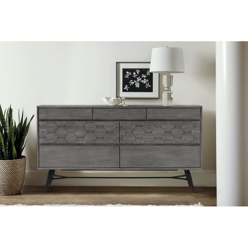 Makena 6 Drawer Dresser in Grey Acacia Wood By Armen Living