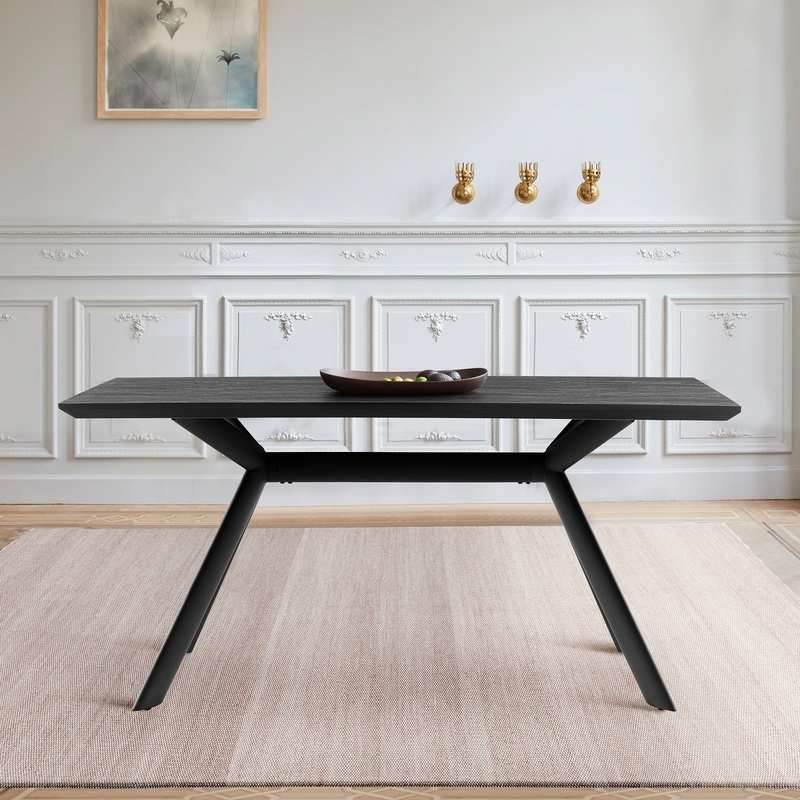 Margot Dark Gray Rectangular Dining Table with Black Finish By Armen Living