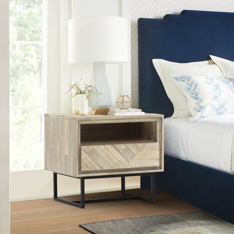 Peridot 1 Drawer Nightstand in Natural Acacia Wood By Armen Living
