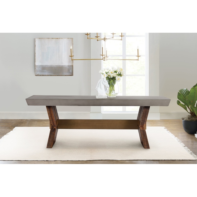 Picadilly Rectangle Dining Table in Acacia Wood and Concrete By Armen Living