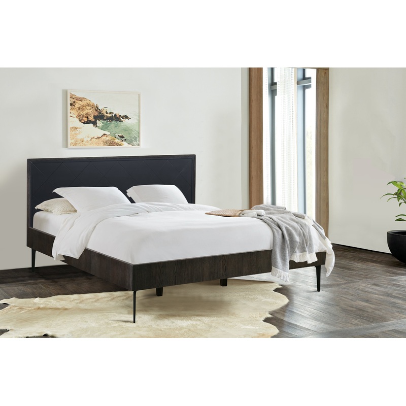 Cross Solid Oak and Metal King Platform Bed Frame By Armen Living