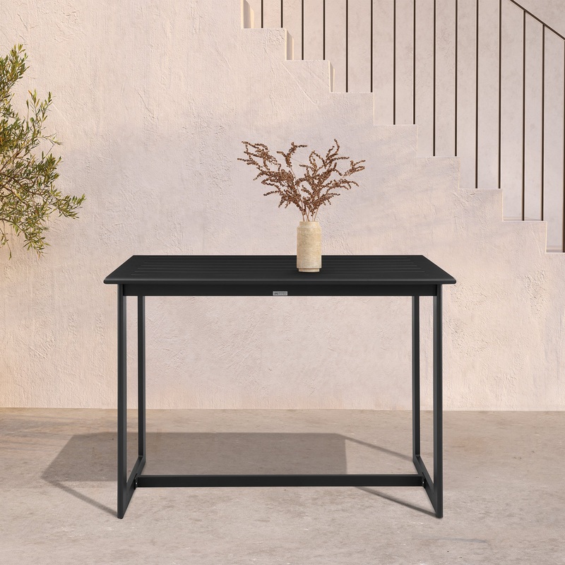 Grand Outdoor Patio Bar Height Dining Table in Aluminum By Armen Living