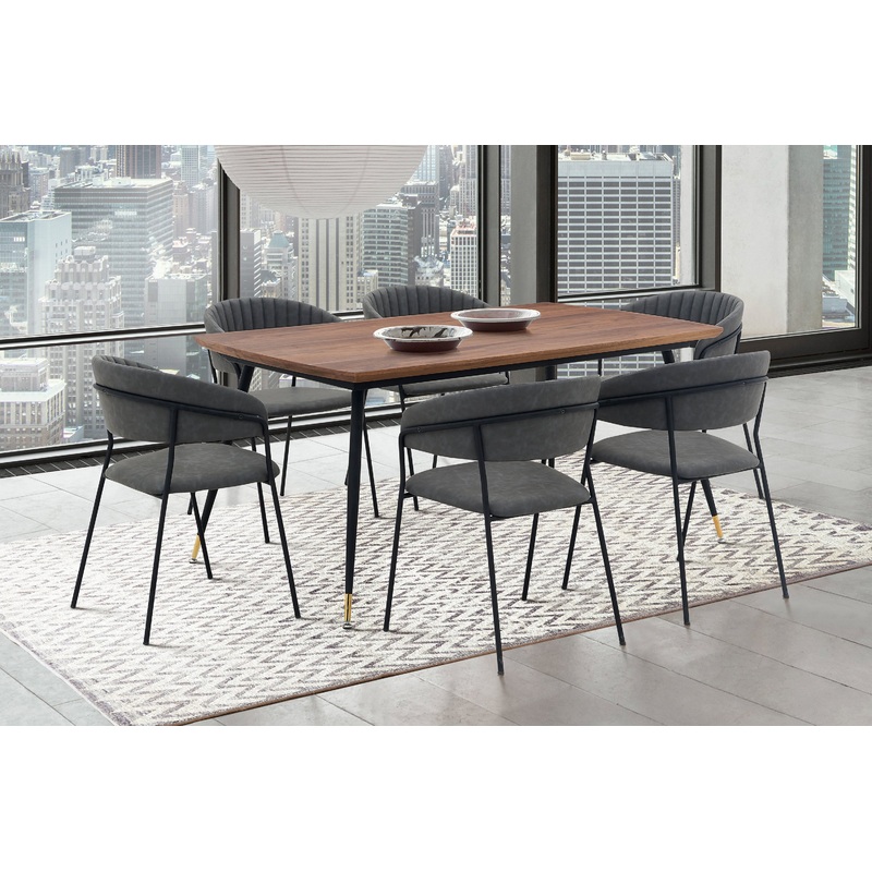 Messina and Nara Gray Faux Leather 7 Piece Rectangular Dining Set By Armen Living