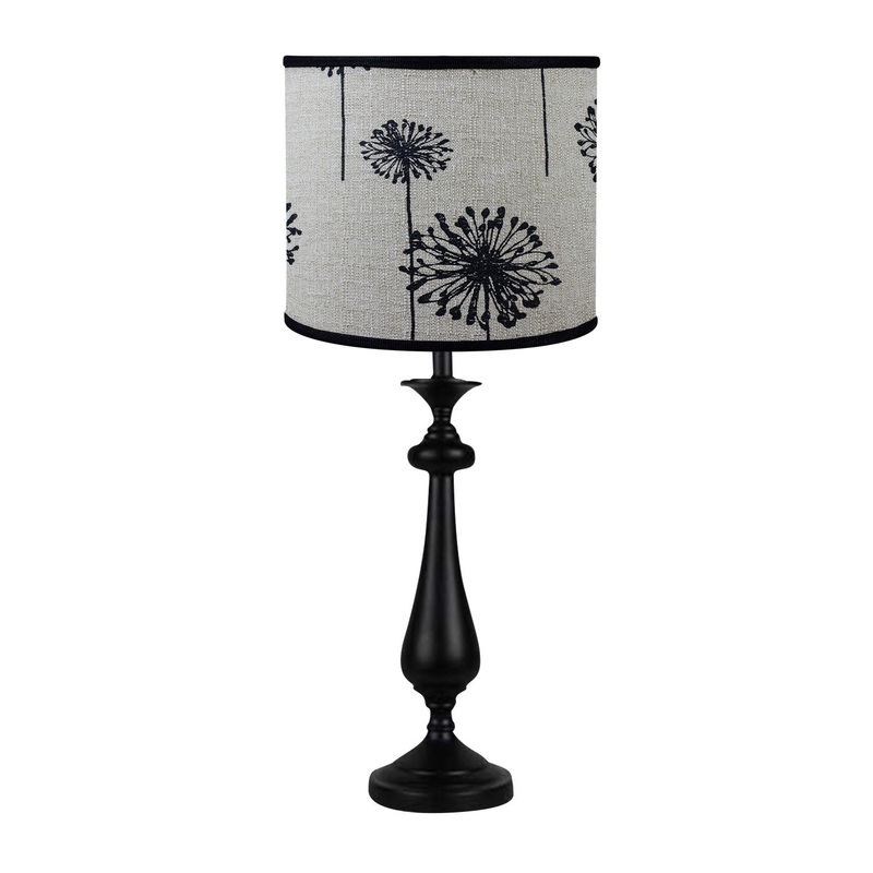Black Candlestick Dandelion Shade Table Lamp By Homeroots