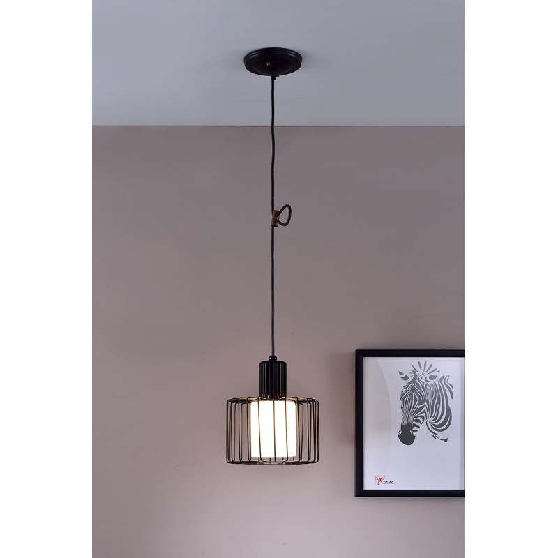 Black Metal Cage Hanging Light By Homeroots