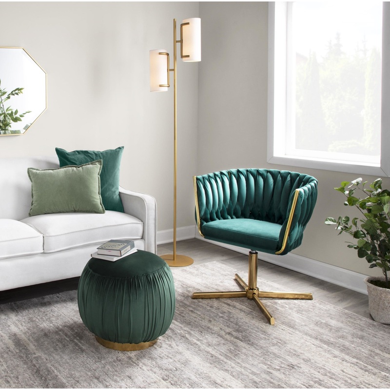 Braided Renee Swivel Accent Chair Green By LumiSource