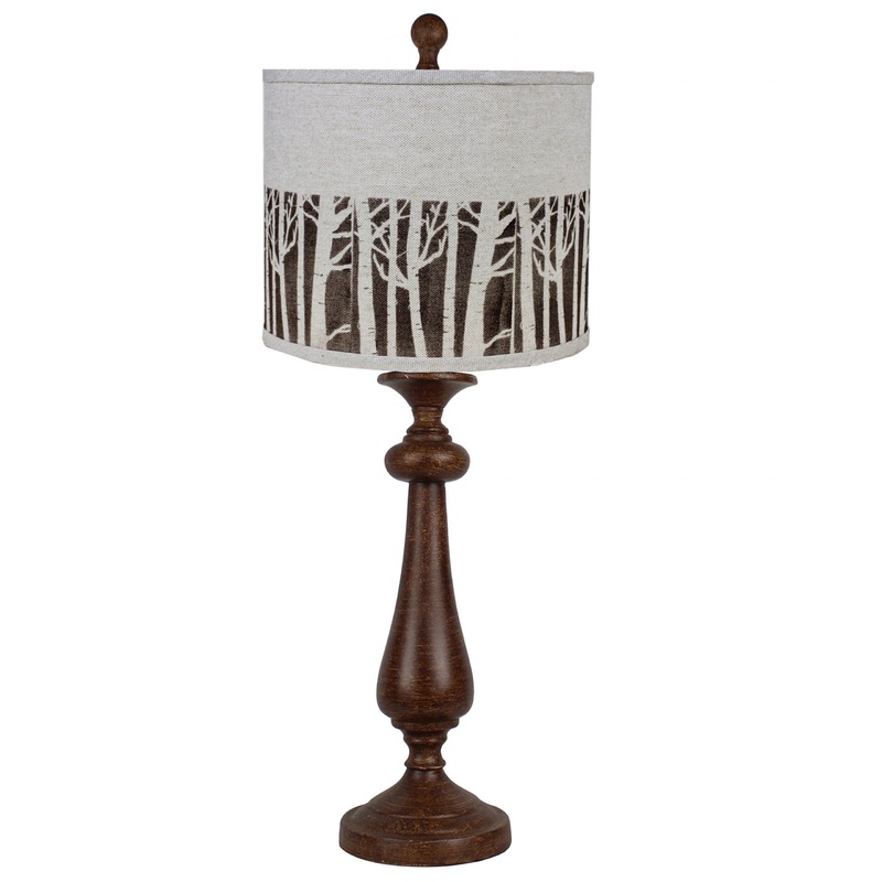 Brown Candlestick Forest Tree Shade Table Lamp By Homeroots